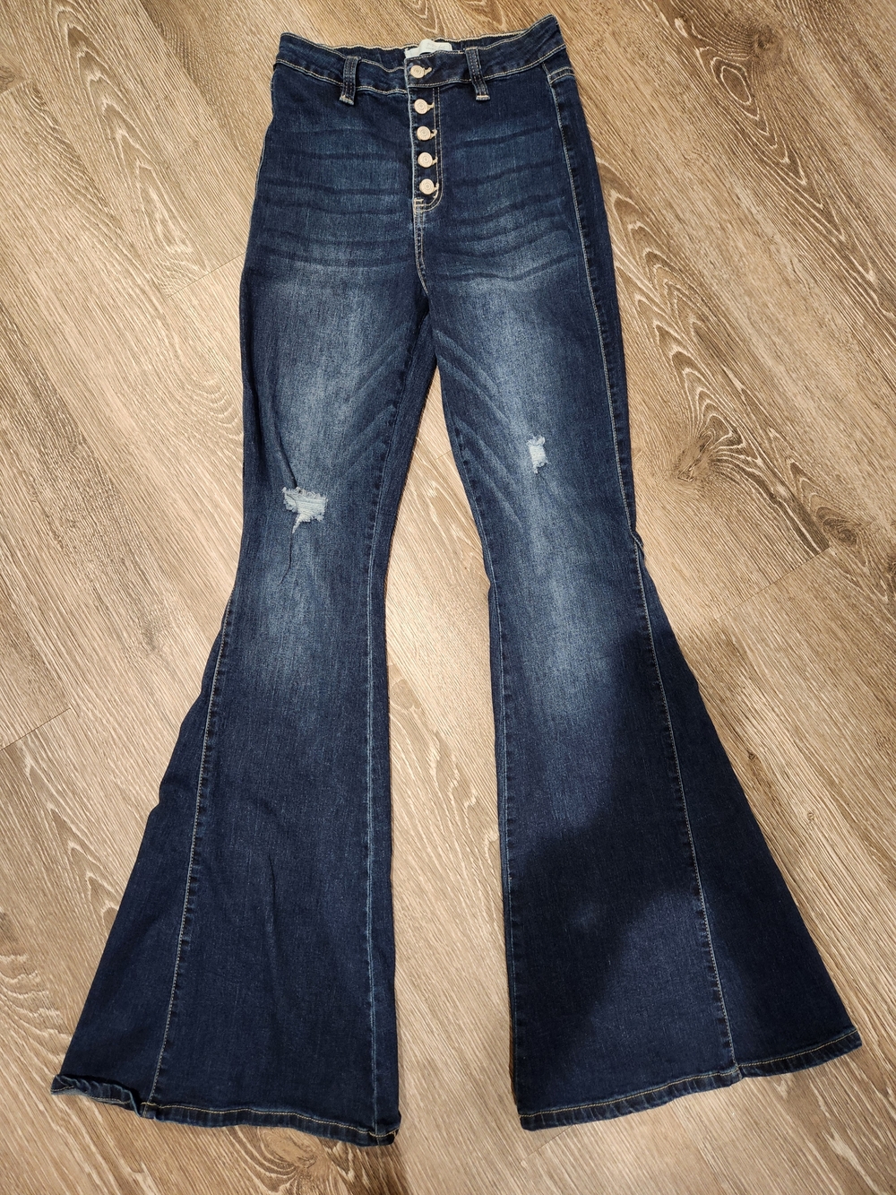YMI High-Rise Dark Blue Flare Jeans with Button Fly GIGI fit
